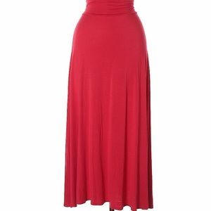 Red Maxi Skirt with Side Slit